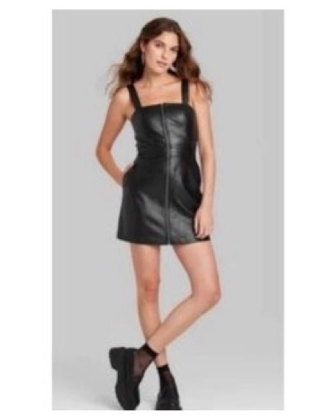 Wild Fable Black Mini Dress Faux Leather Size XXL Like New
